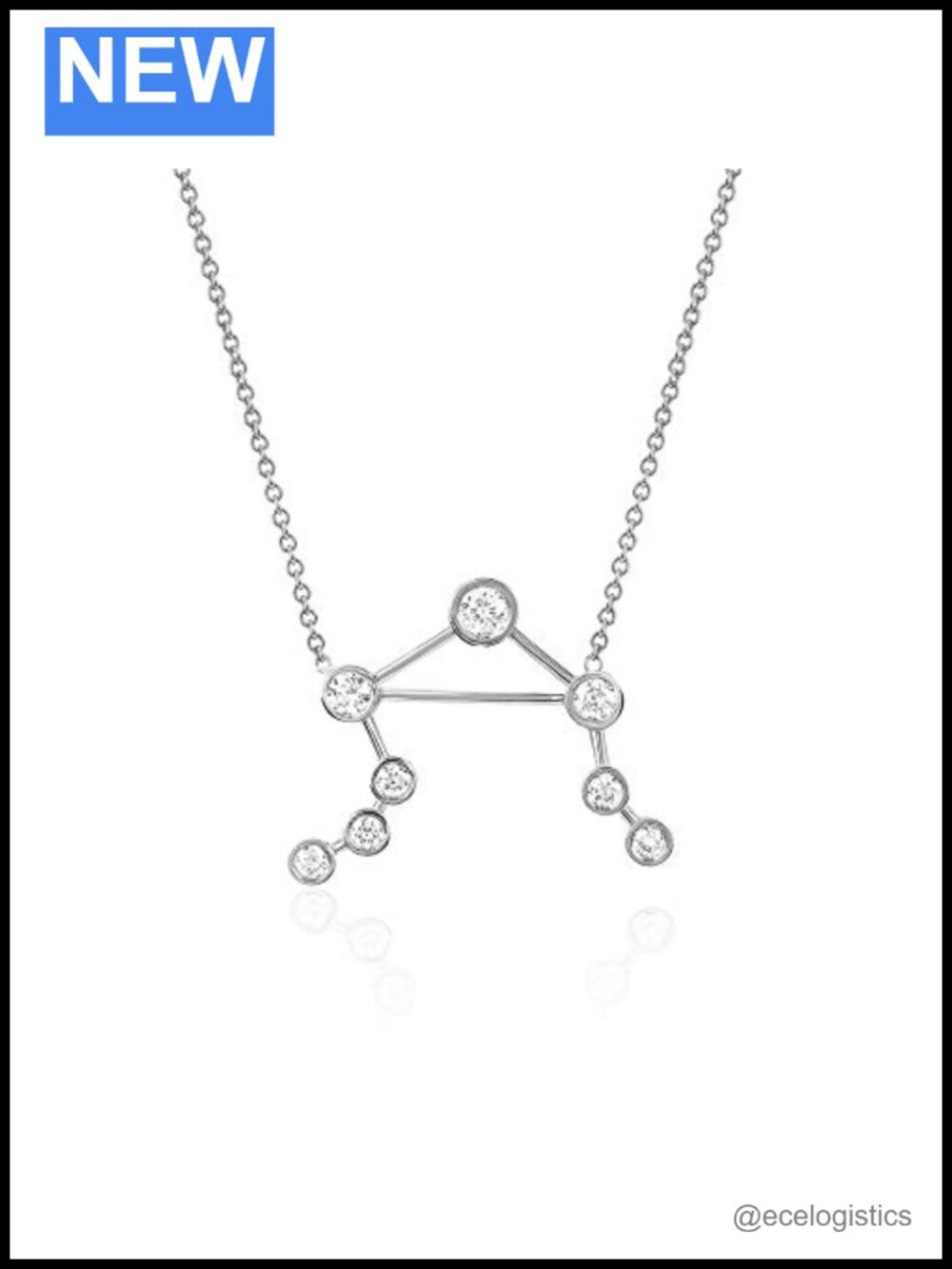 Sterling Silver Libra Constellation Necklace Zirconia Pendant Zodiac Gift
